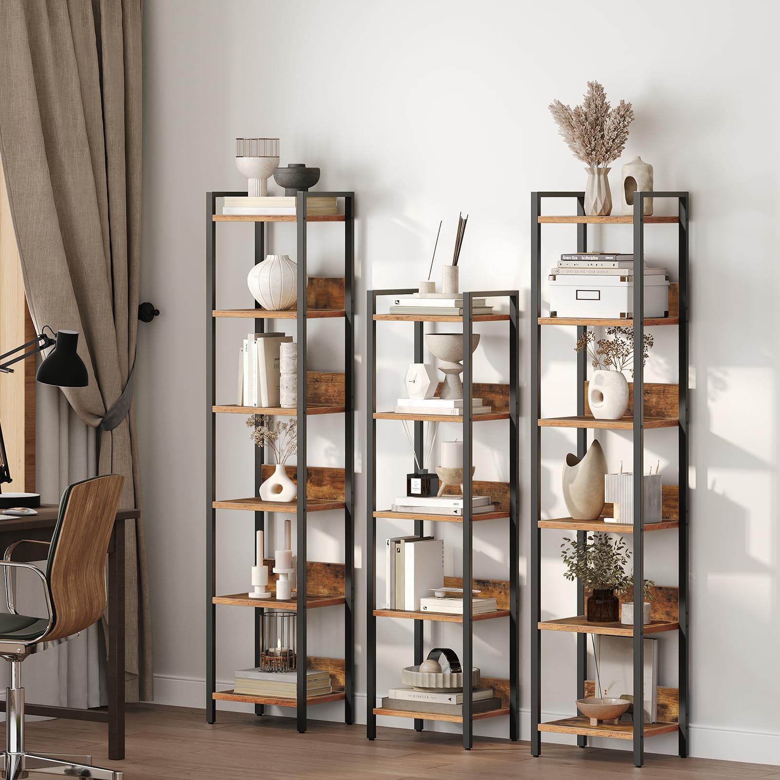 MAHANCRIS bookshelf in a living room setup highlights versatile storage and display.