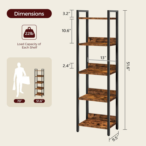 MAHANCRIS bookshelf wood-metal construction combines rustic charm with durability.