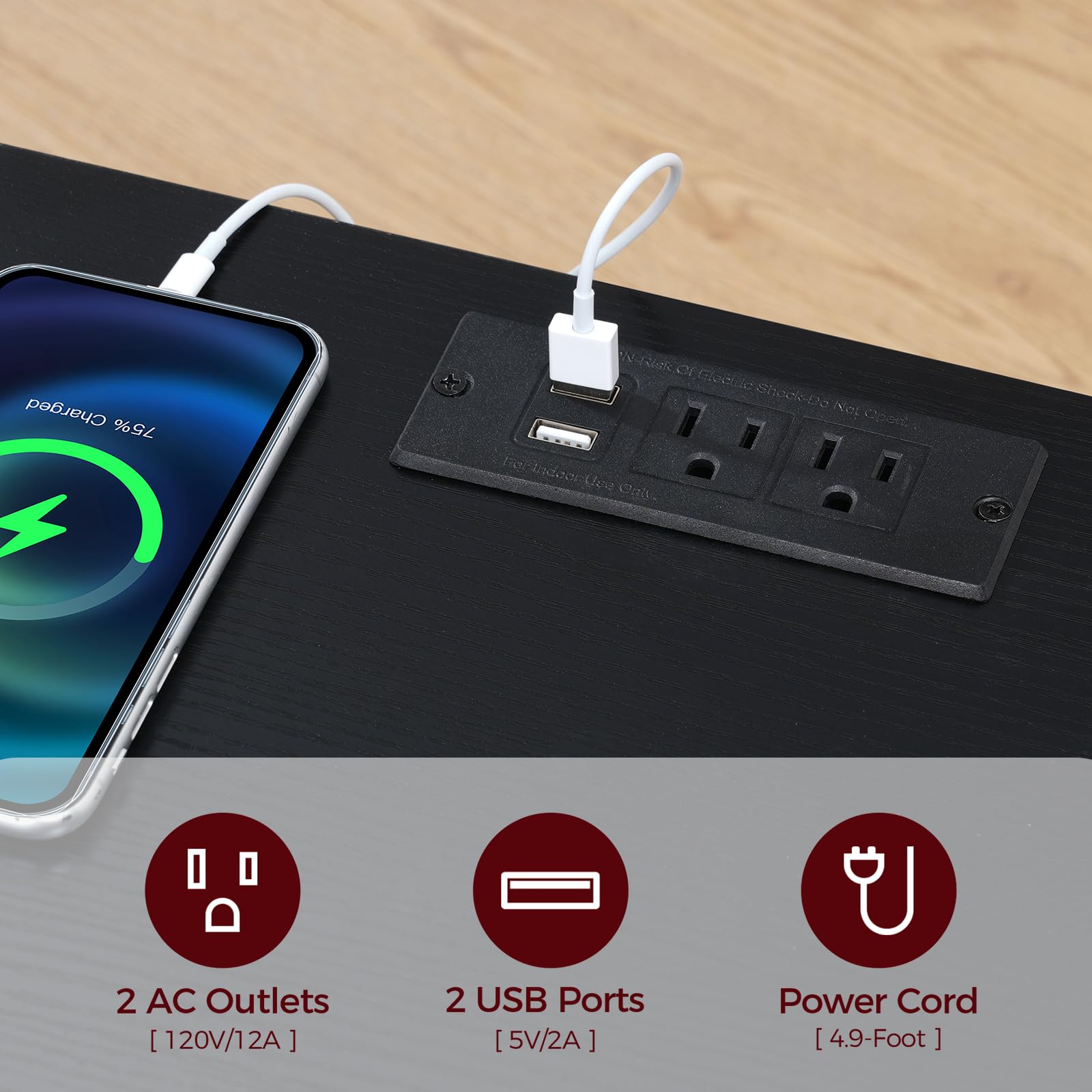 MAHANCRIS cable management grommet keeps cables neat and organized.