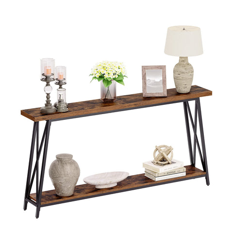 MAHANCRIS 63-inch console table top view ideal for entryway display and organization.
