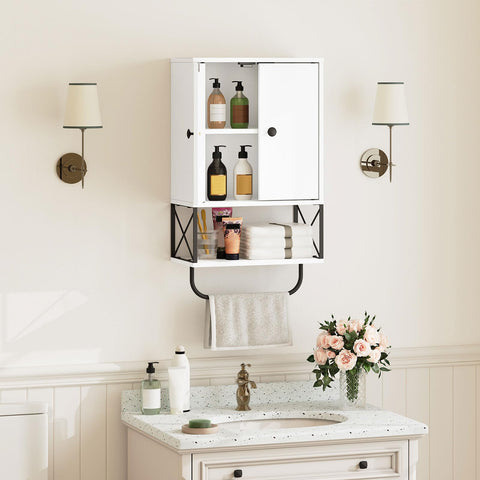 MAHANCRIS wall-mounted cabinet shelves for neat bathroom organization and display.