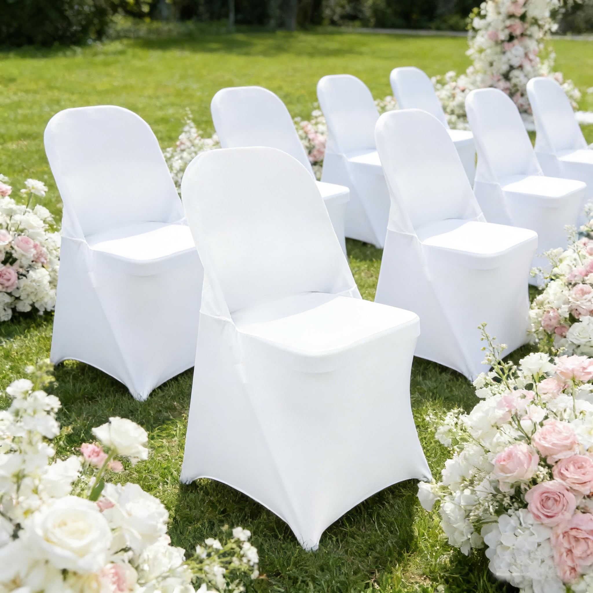 Maiangel white chair cover is machine washable for easy care.