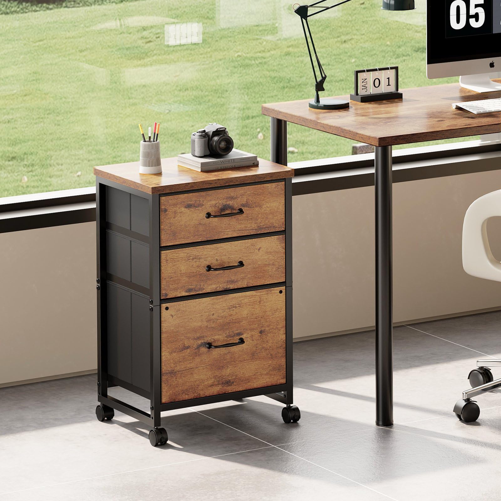 Bottom drawer on Maihail cabinet for A4 or Letter-size files for quick access.