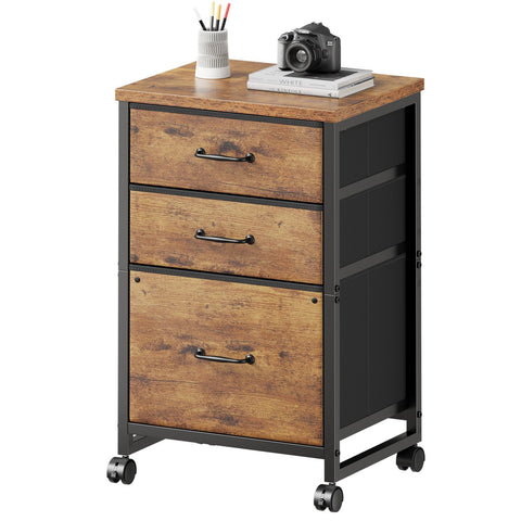 Maihail 3-drawer cabinet with wheels and fabric drawer for durable, organized storage.