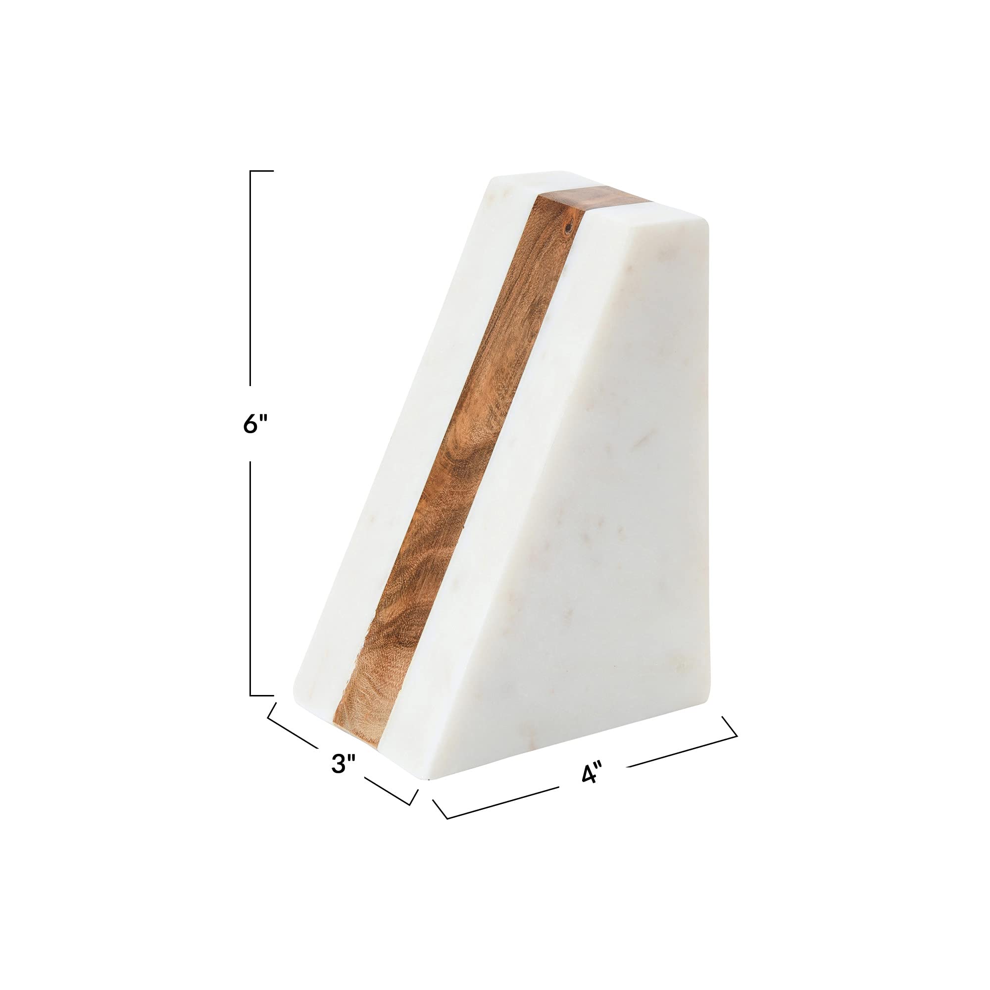 Espresso wood inlay contrasts with marble for warm, sophisticated shelving.