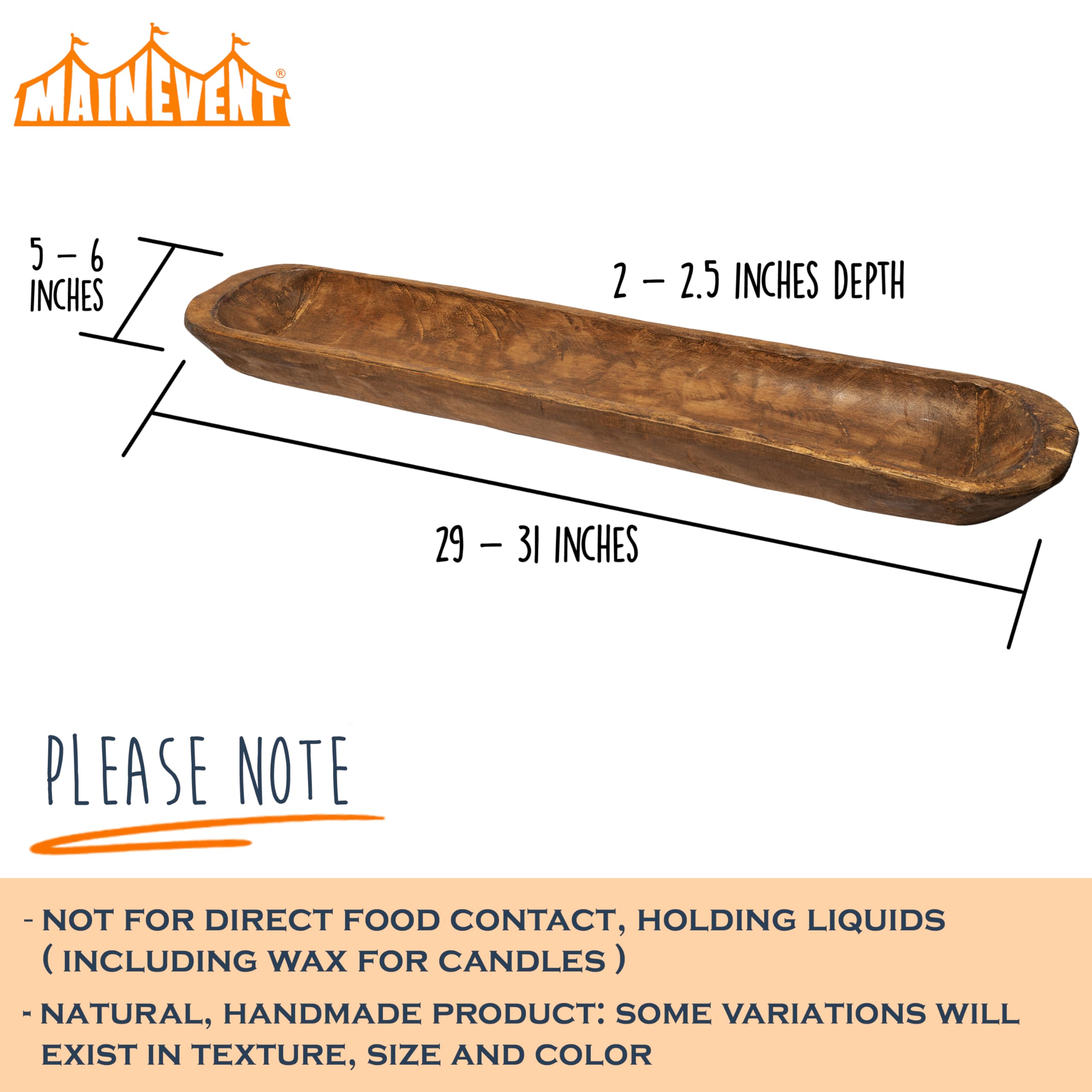 MAINEVENT Spanish oak finish dough bowl adds warm rustic charm.