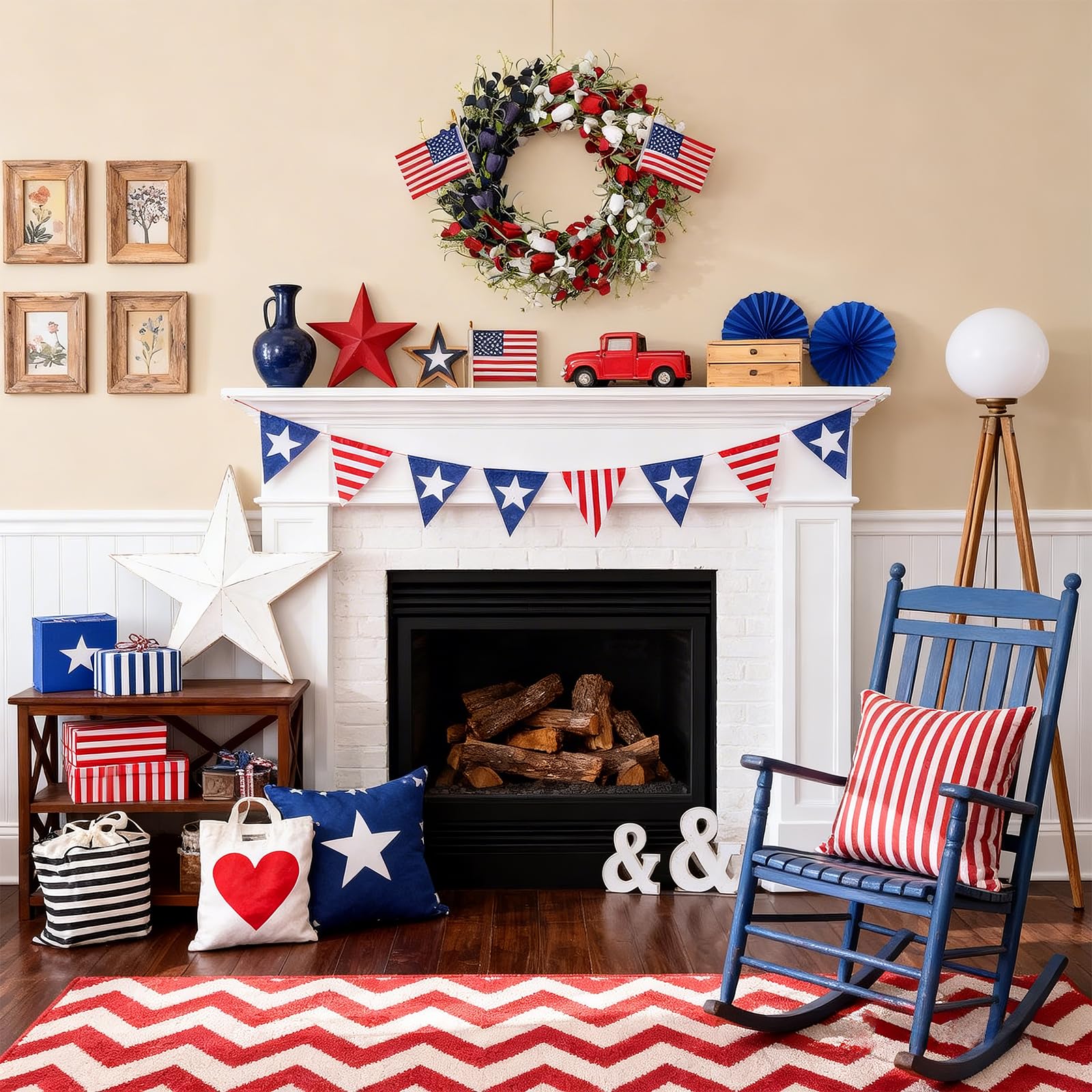 MAINGKAUNG 22-inch patriotic wreath presents a striking Independence Day focal point.