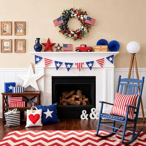 MAINGKAUNG 22-inch patriotic wreath presents a striking Independence Day focal point.