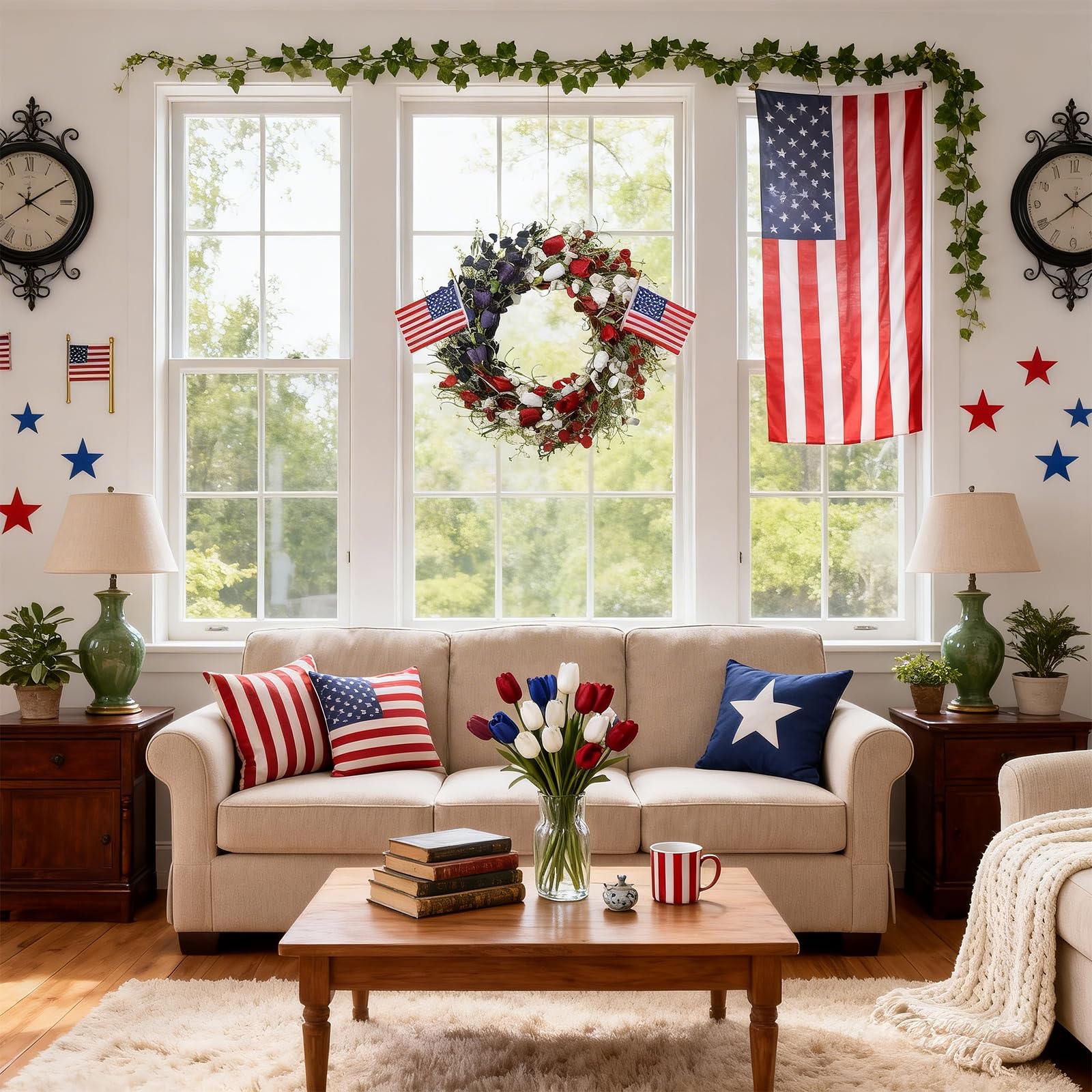 MAINGKAUNG Patriotic Wreath designed for doors, walls, mantels, and windows.