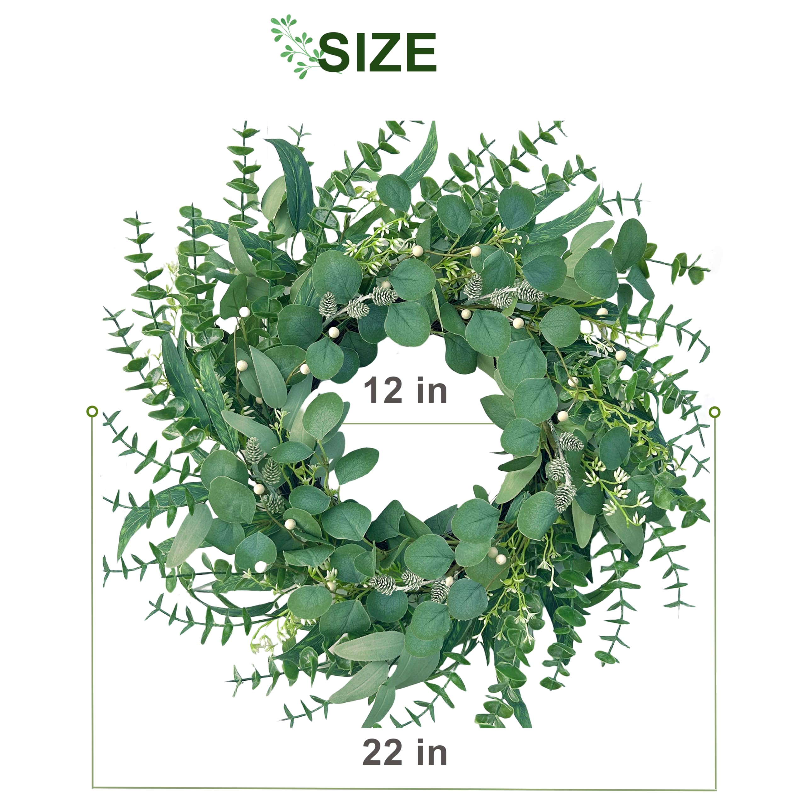 MAINGKAUNG 22-inch wreath full view ideal for front door decor