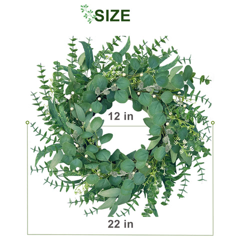 MAINGKAUNG 22-inch wreath full view ideal for front door decor