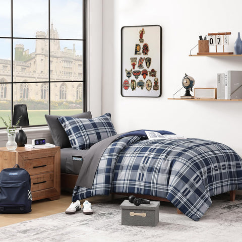MaiRêve navy blue twin xl plaid design for timeless coziness.