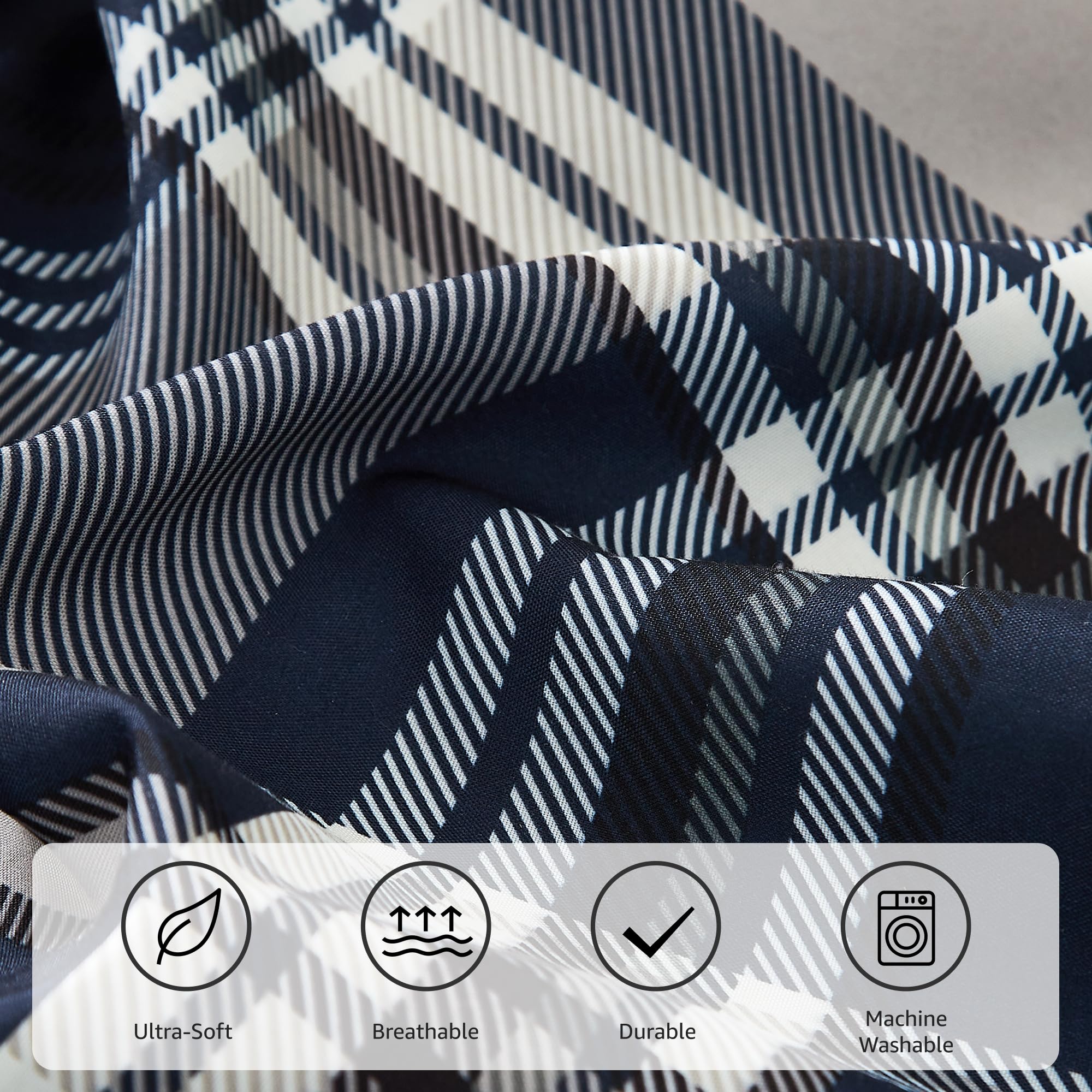 MaiRêve navy plaid pillowcases fit standard pillows for a neat finish