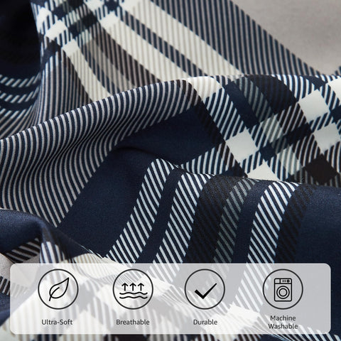 MaiRêve navy plaid pillowcases fit standard pillows for a neat finish