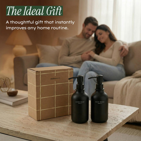 MAISONOVO bathroom organizer set helps keep toiletries organized.