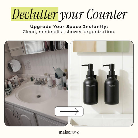 MAISONOVO body wash dispenser 500ml wall mount black in a sleek finish.