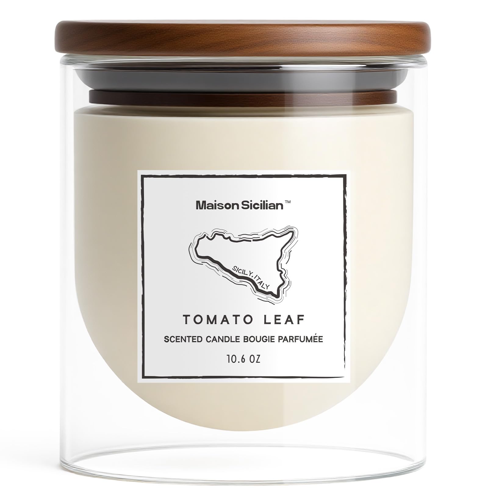 Maison Sicilian Tomato Leaf Candle pour demonstrates even burn and lasting fragrance.