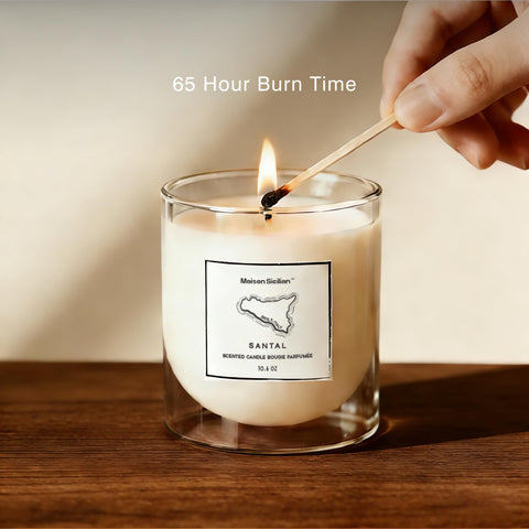 Maison Sicilian Tomato Leaf Candle wick ensures a steady flame for consistent aroma.