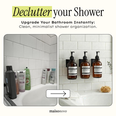 Maisonovo amber body wash dispenser wall-mount keeps shower organized.