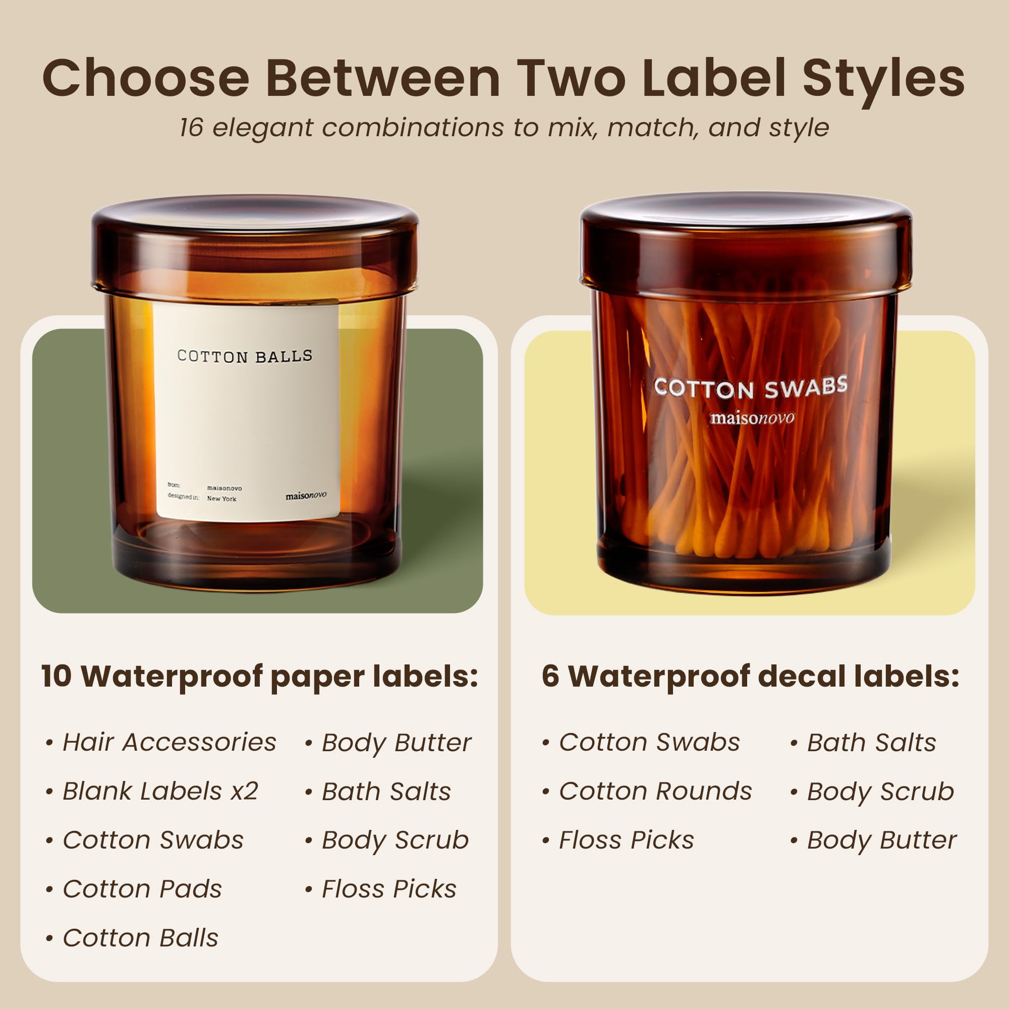 Maisonovo apothecary jar with lid offers stylish bathroom organization.