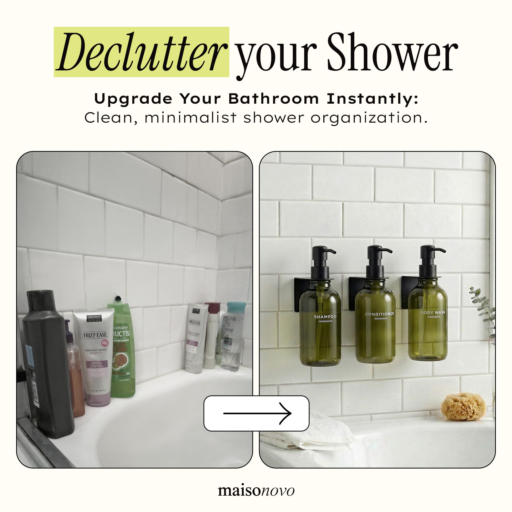 MAISONOVO body wash dispenser green wall-mount pack3 supports shared showers