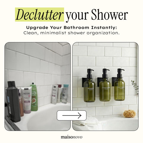 MAISONOVO body wash dispenser green wall-mount pack3 supports shared showers