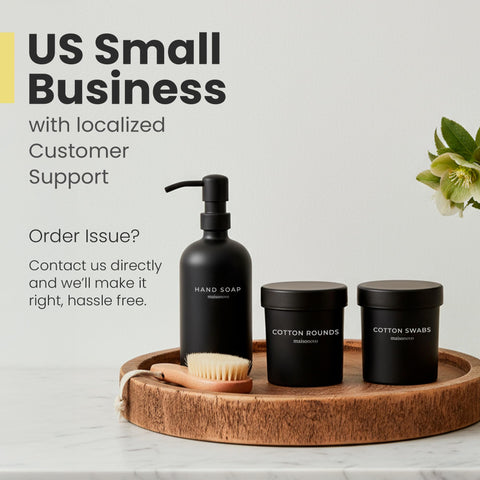 Maisonovo cotton pad holder in elegant apothecary design.