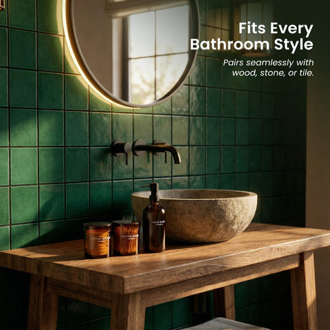 Maisonovo durable glass containers are designed for long-term bathroom use.