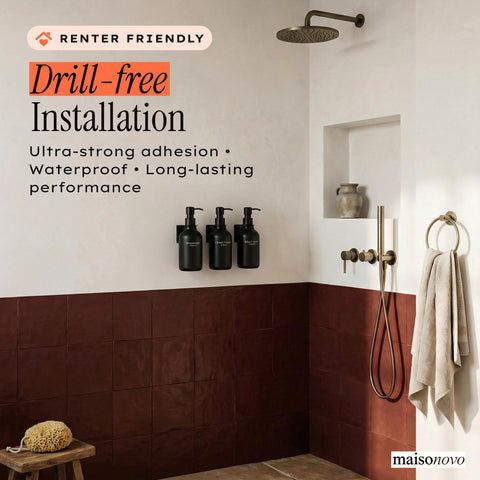MAISONOVO durable PET plastic bottles resist humidity in daily showers.