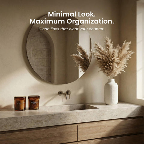 Maisonovo amber jars enhance aesthetic appeal while keeping bathroom essentials protected.
