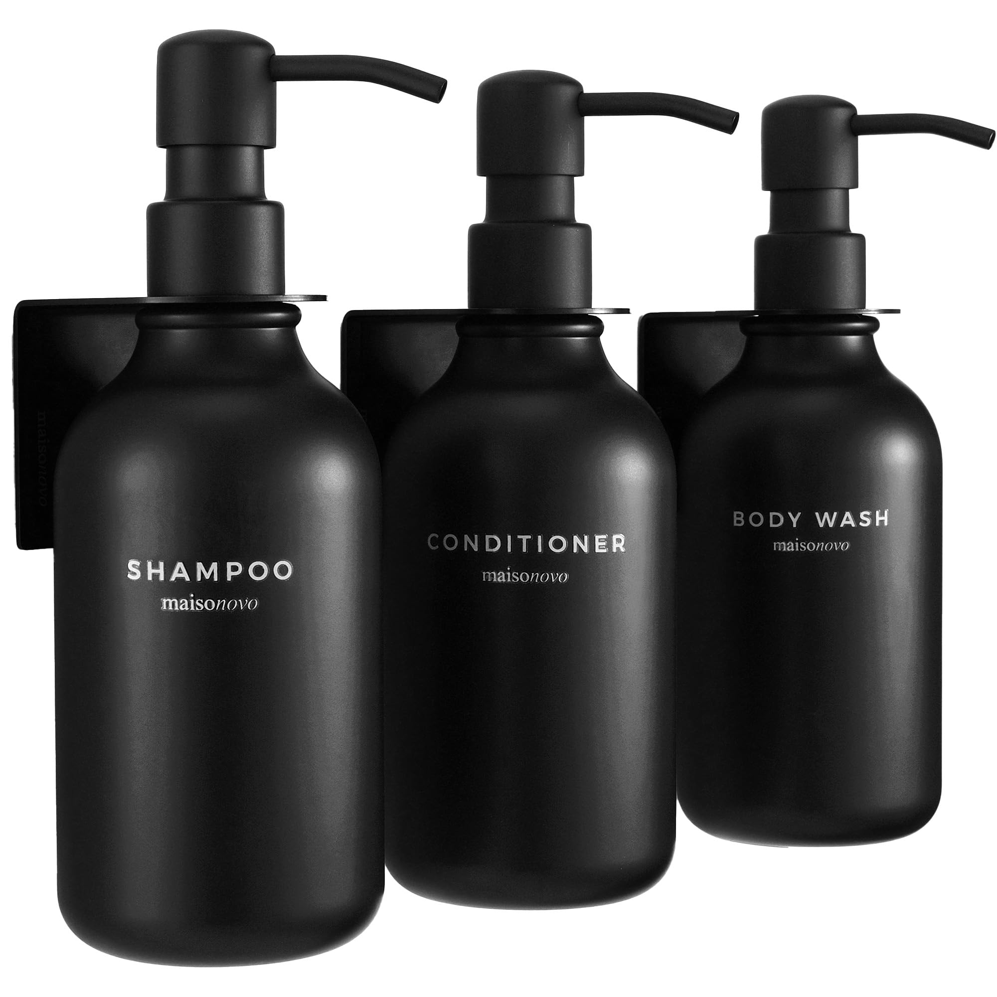 MAISONOVO shampoo dispenser wall-mount 3-pack for tidy showers and easy refills.