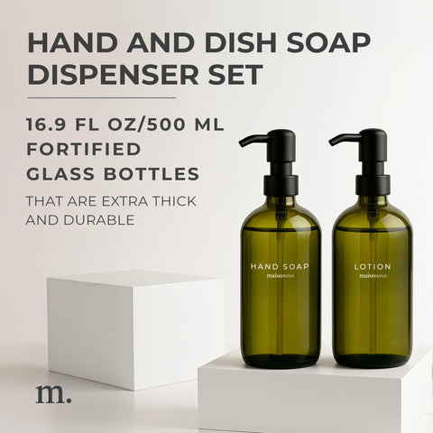 Two MAISONOVO dispensers side by side for elegant counter organization.
