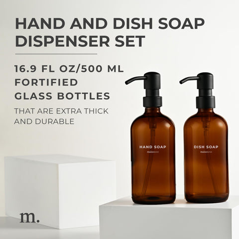 Maisonovo two-piece dispenser set ideal for hand soap and dish soap daily use.
