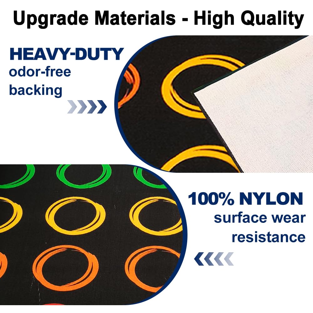 Soft polyester surface offers comfortable seating on MAISONRINA classroom rug.