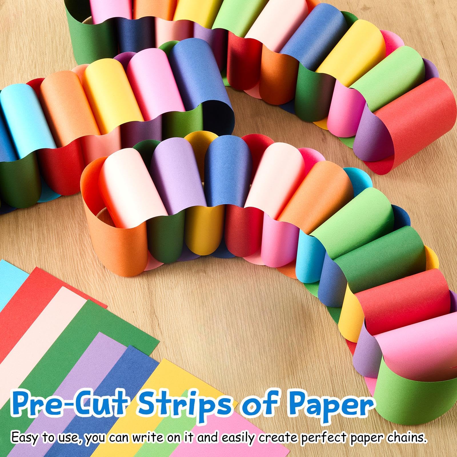 Maitys colorful paper chains used for creative cards and scrapbooks.