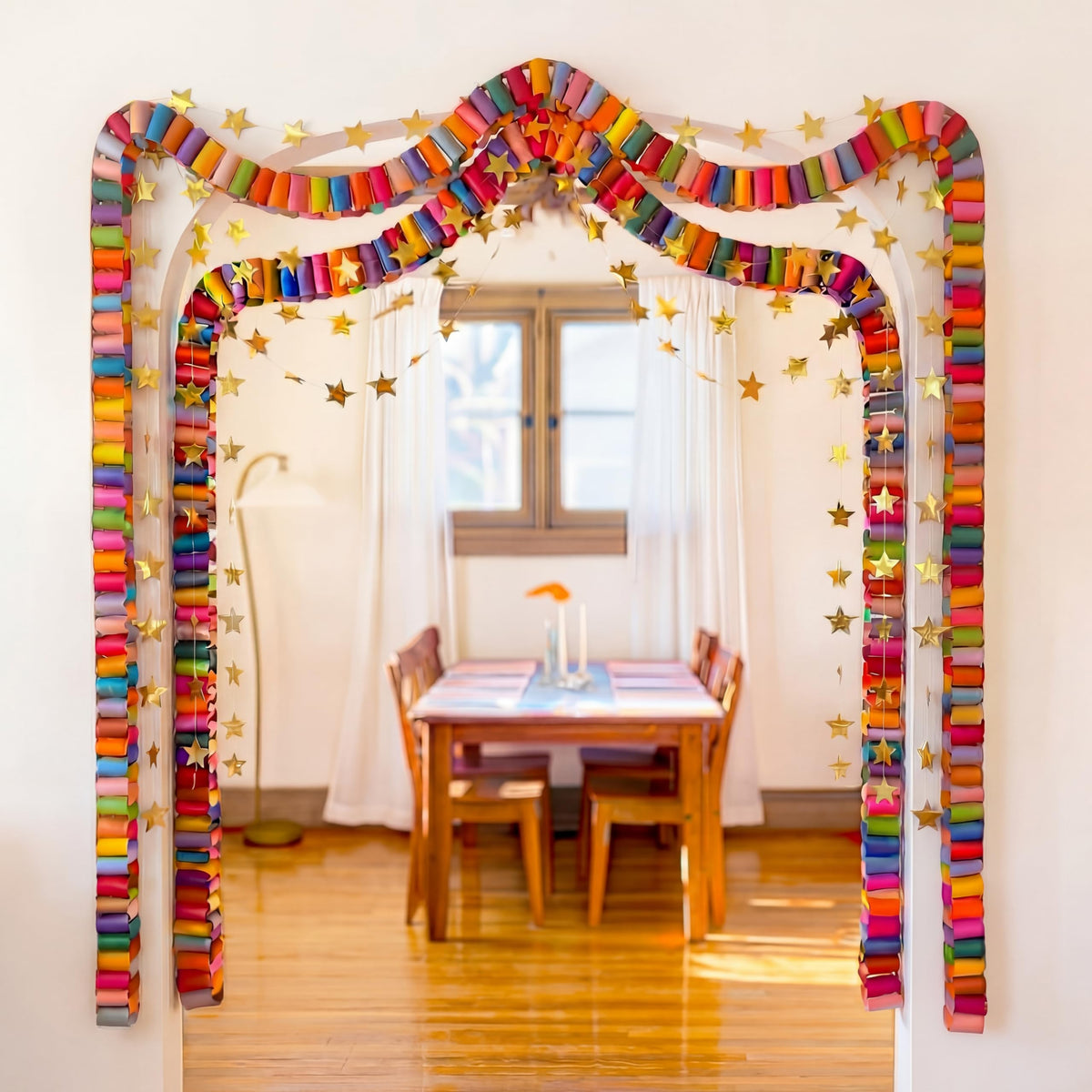 Maitys paper chain strips in bright colors for DIY crafts and decorations.