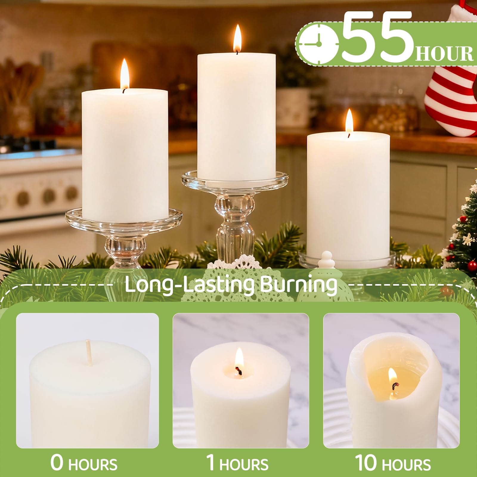 Makalone 2-8x4-inch pillar candle fits standard candlesticks for easy centerpieces