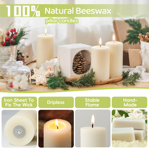 MAKALONE dripless beeswax pillar candle offers clean, mess-free burns.