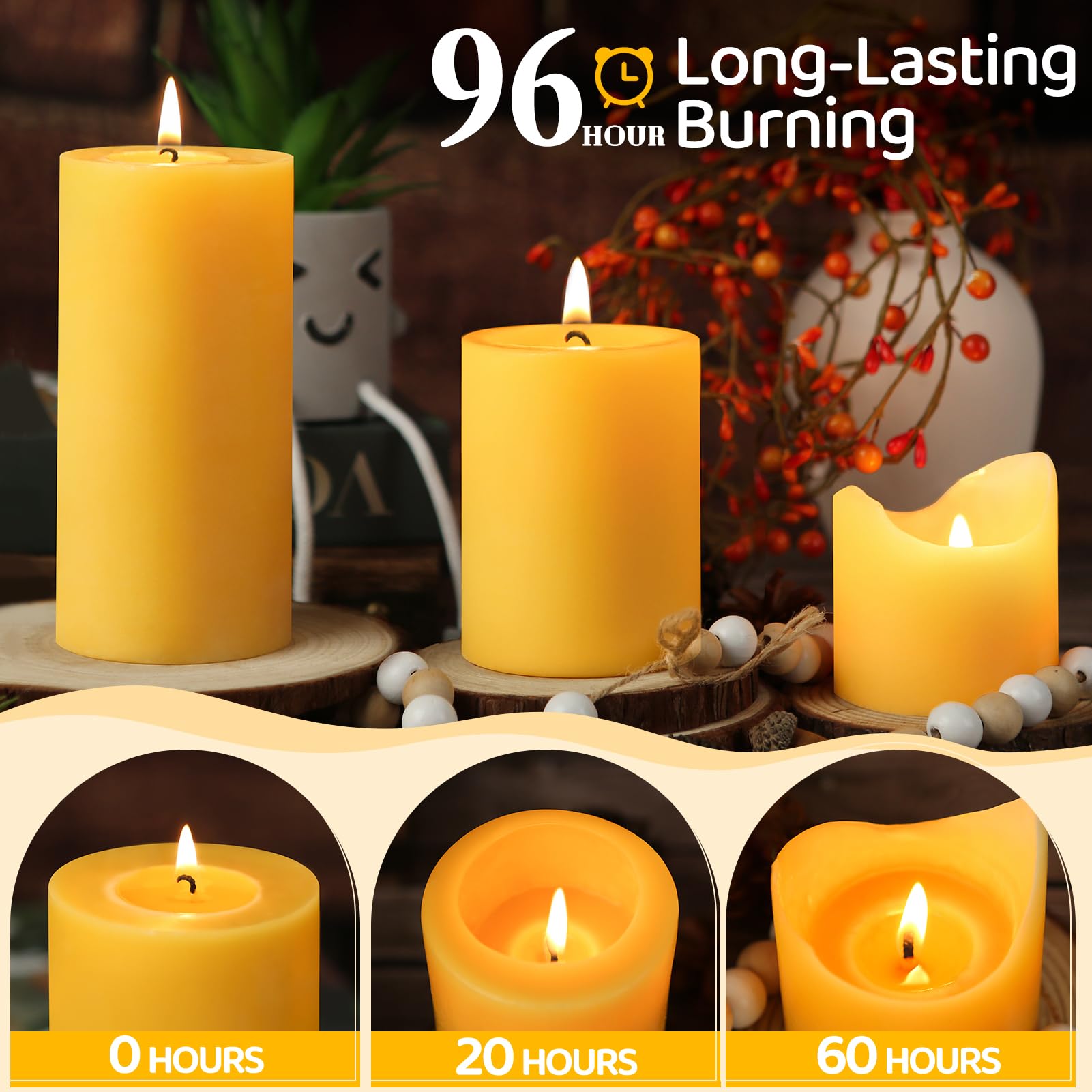 MAKALONE dripless smokeless beeswax candles provide steady flame for intimate dinners.