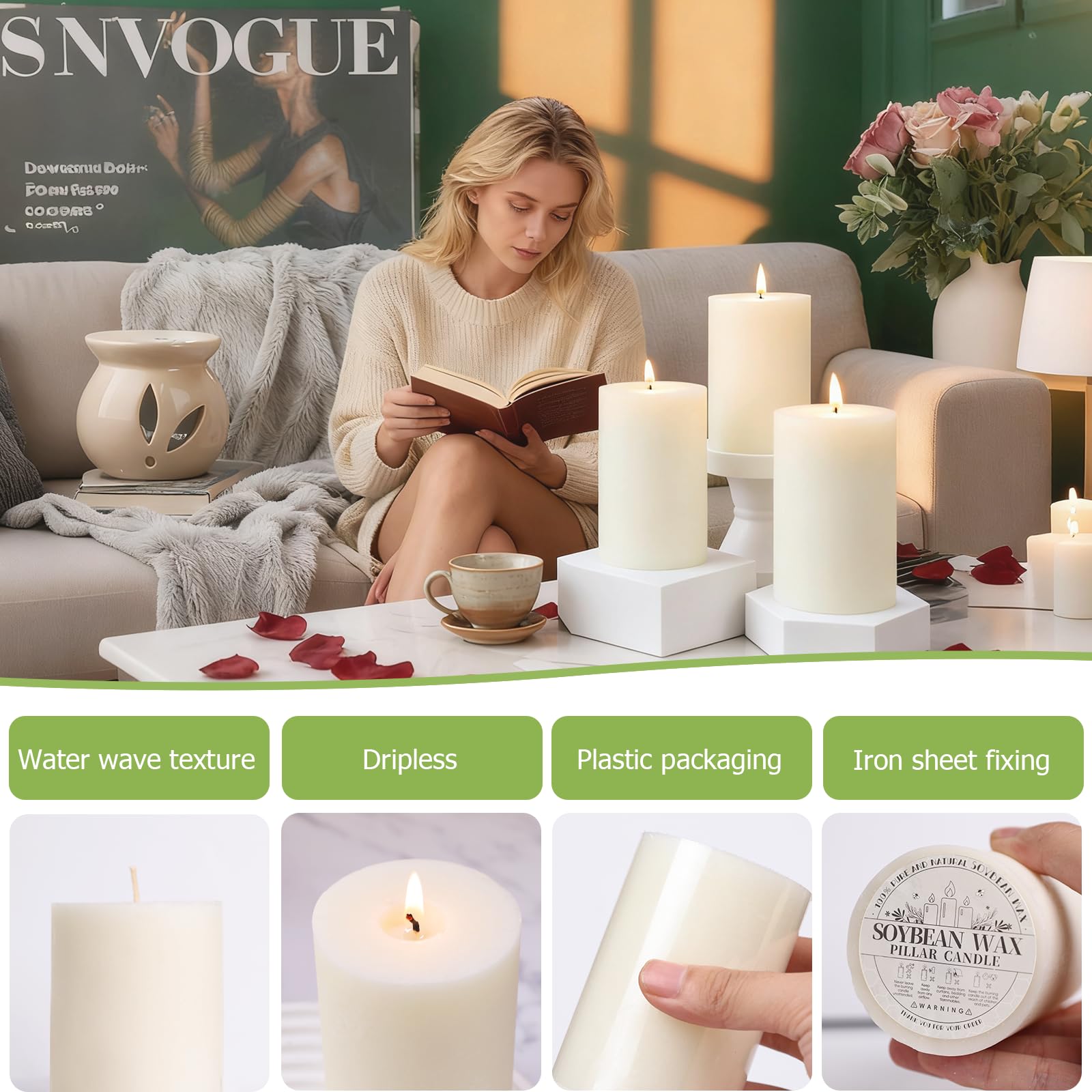 Makalone dripless and smokeless soy candle for clean, worry-free use