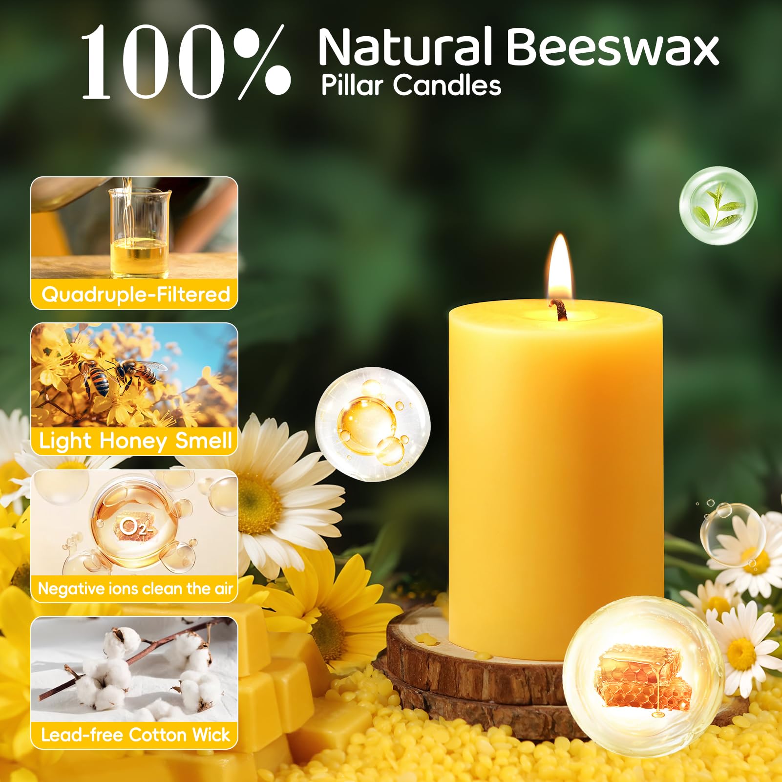 MAKALONE natural honey scent beeswax candle, 2x3in for cozy spaces