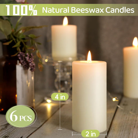 MAKALONE smokeless beeswax pillar candle for cozy indoor ambiance.