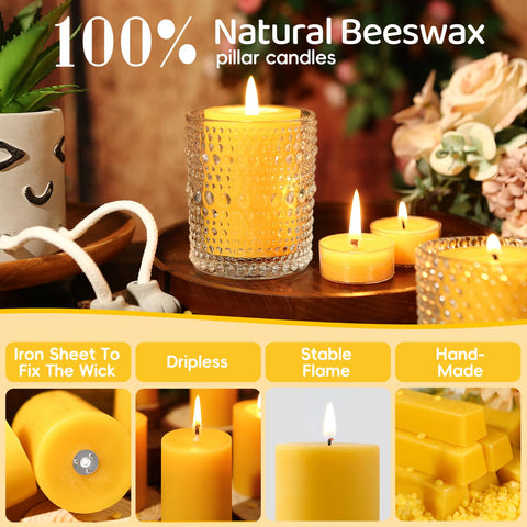 MAKALONE sustainable hypoallergenic beeswax candles, 2x3in for safe use