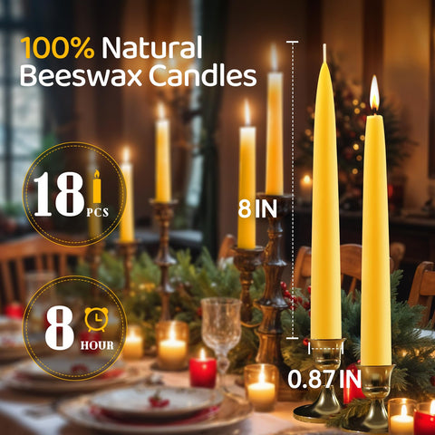 MAKALONE unscented beeswax taper candles offer smokeless, steady burn.