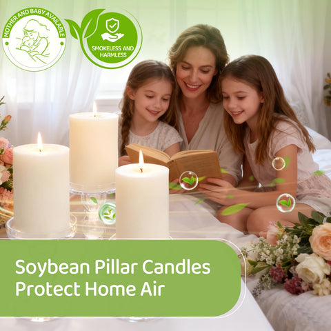 Makalone unscented soy pillar candles burn cleanly for cozy, smoke-free interiors