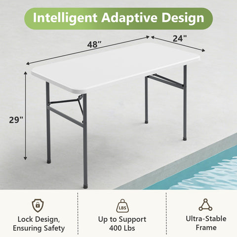 MAKE CHANGES 4ft folding table folded legs for compact storage