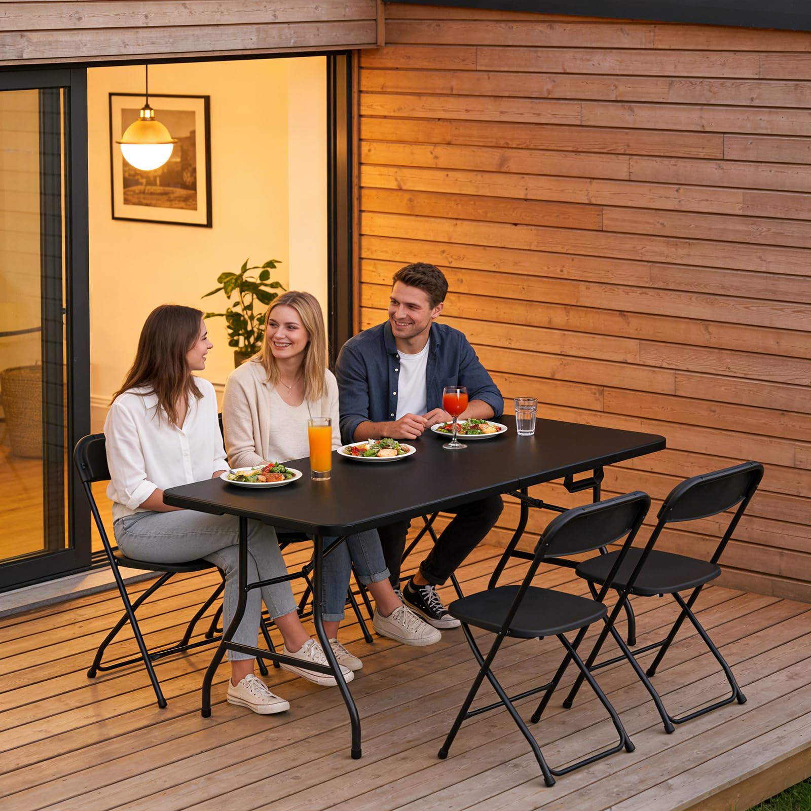 MAKE CHANGES 6FT folding table with carry handle for easy transport.