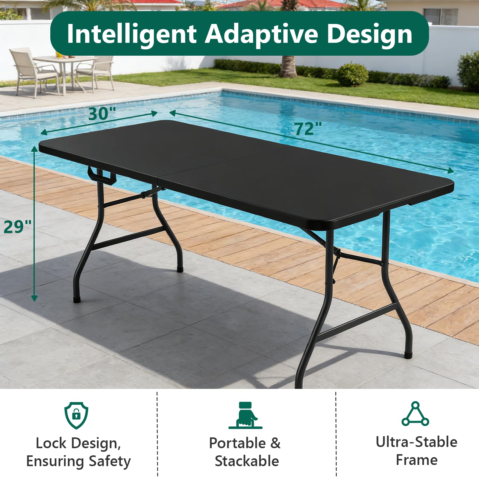 MAKE CHANGES 6FT folding table used for dining and gatherings.