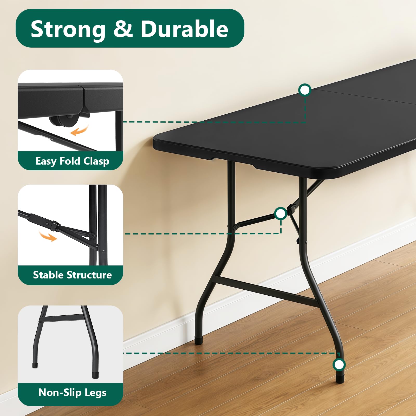 MAKE CHANGES 6FT folding table outdoors for picnics and parties.