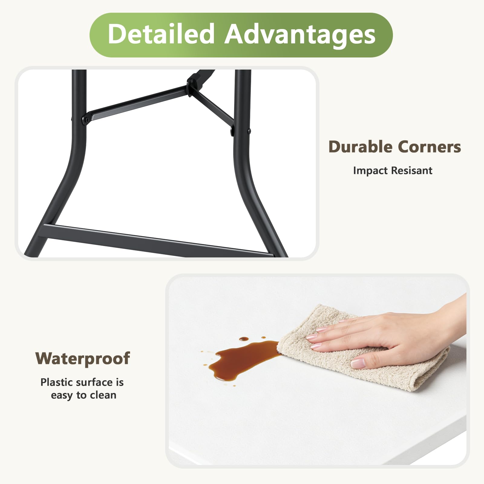 MAKE CHANGES 6ft folding table outdoor-use setup for picnics and camping.